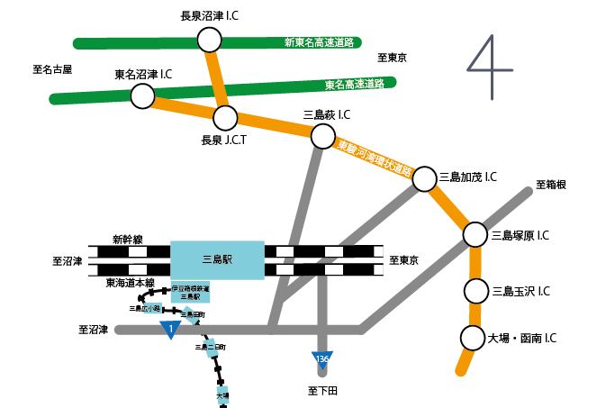 三島市へのアクセスマップ