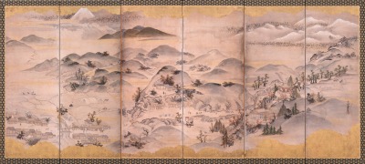 市08aa　三島宿風俗絵屏風　右