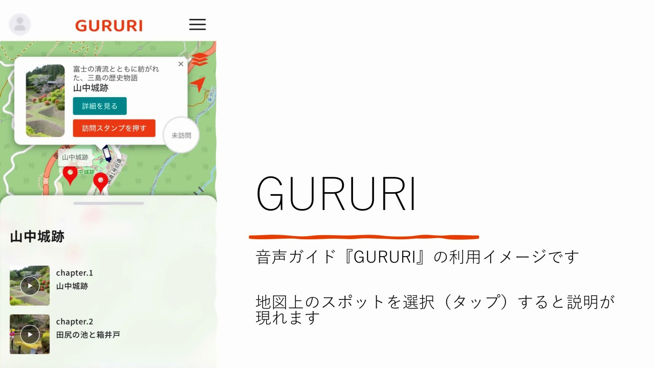 三島を、耳で楽しむ。スマホで巡る。音声ガイド「Gururi（ぐるり）」登場！の画像