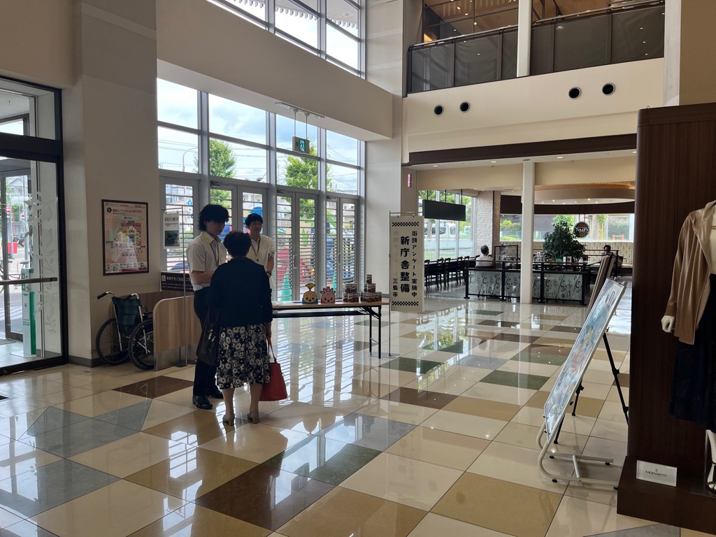 街頭アンケートをする様子