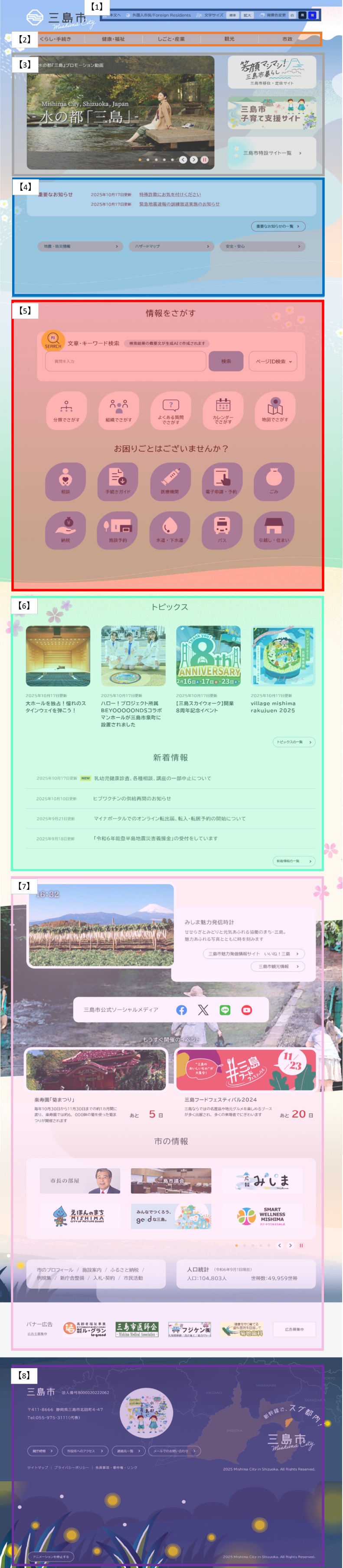 三島市公式Webサイトトップページの画像