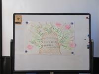 完成した三島ざくらがホワイトボードに貼ってある写真