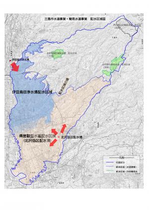 三島市水道事業・簡易水道事業　配水区域図