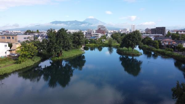 温水池と富士山（夏）