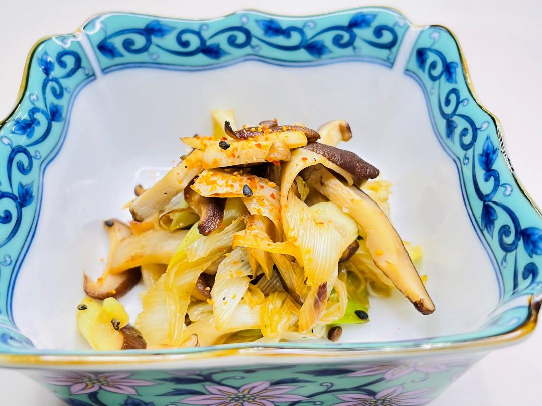 長ねぎときのこのソテー